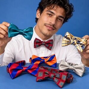 Men's Bow Tie Lot of 6 Robert Talbott Silk Pre-Tied Adjustable Formal Colorful
